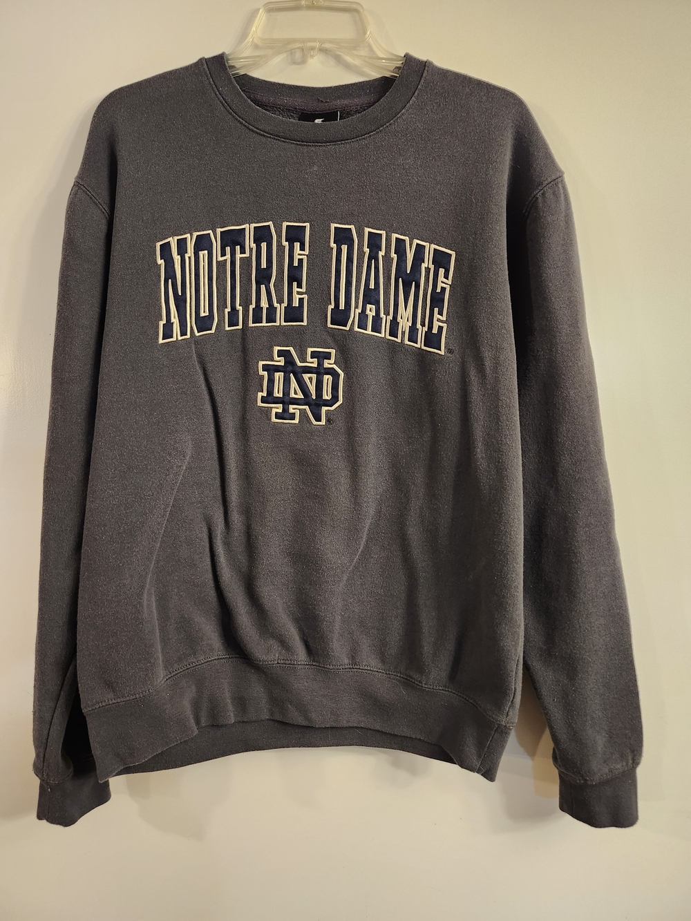 Colosseum Notre Dame Crewneck Sweater - Charcoal with Navy & Gold Lettering